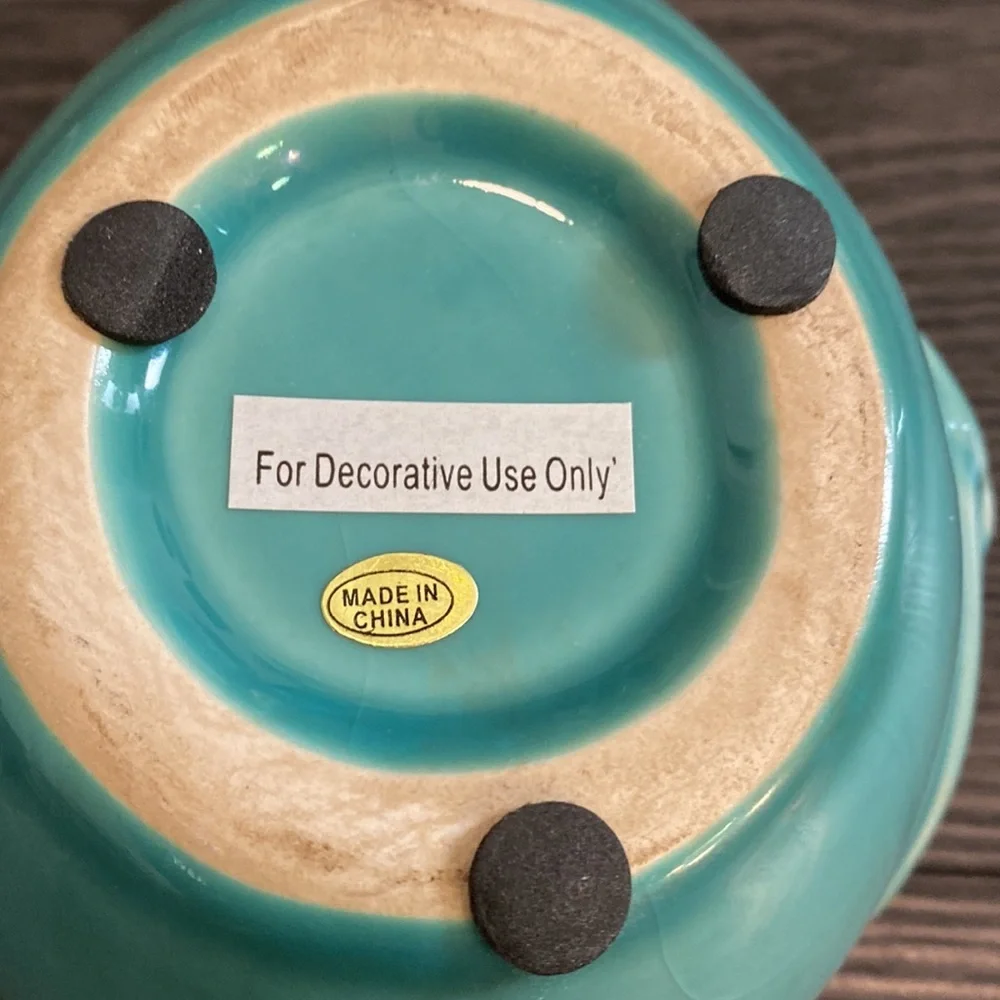 Seafoam green ceramic bird container. 4” diameter across opening. Cute! - Picture 9 of 11